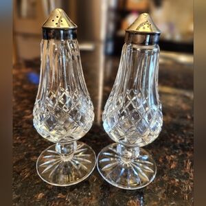 Waterford Crystal Lismore EPNS Footed Salt and Pepper Shakers With Lids
